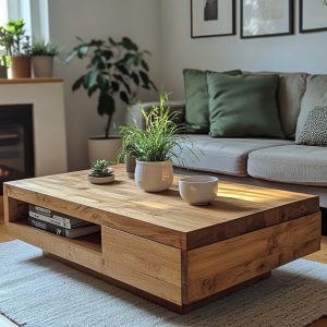 wood flooring installed as well as a coffee table created for a client in Kent Washington