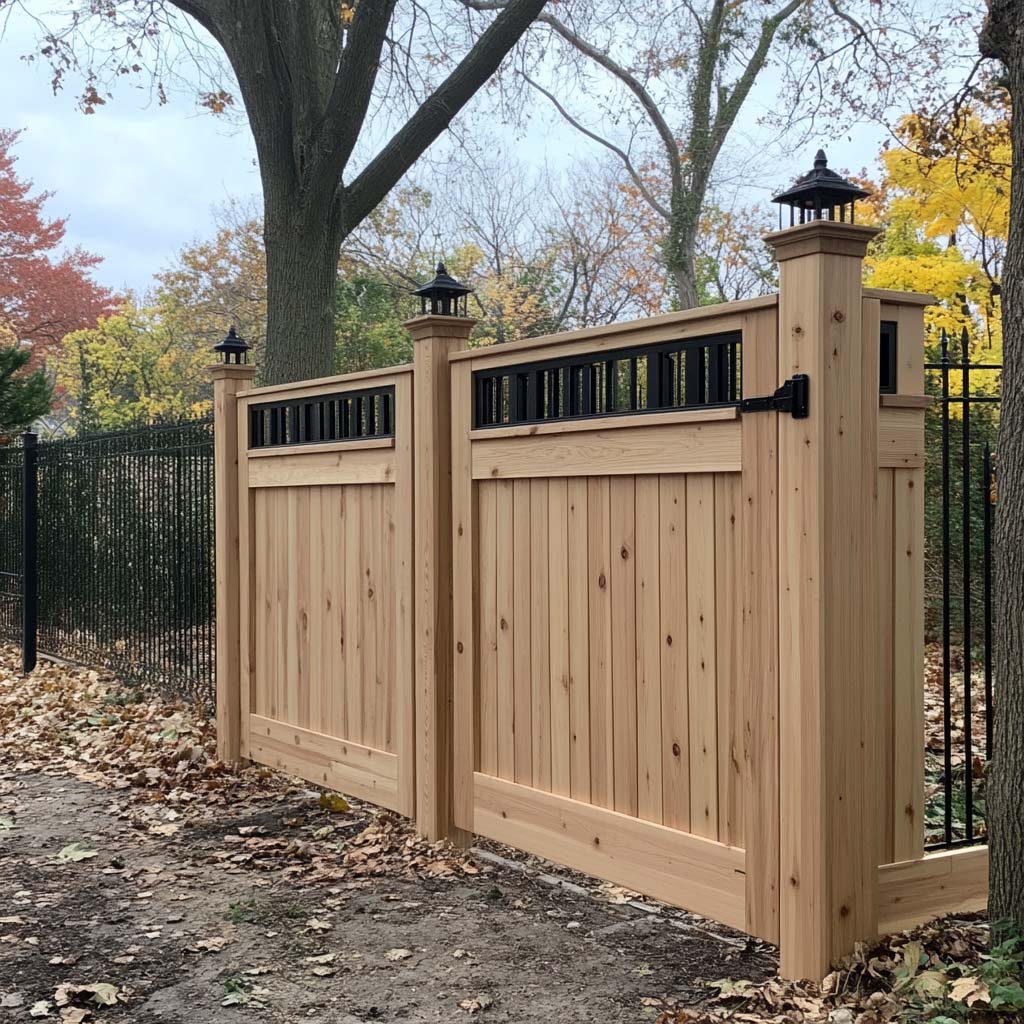 wooden fence installation and design with JH studio furniture