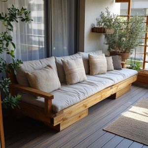 wooden sofa created for one of our clients in bellevue for their veranda in Washington